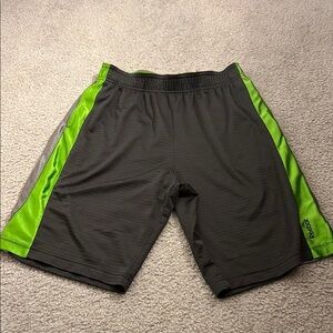 Reebok Men's Black and Green Athletic Shorts